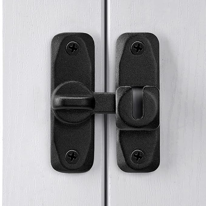 2 Packs Matte Black Barn Door Latches,90/180 Degree Gate Lock_B | Zinc Alloy Right Angle Door Lock Latch,Flip Gate Latches,Sliding Door Latch Lock,for Cabinets,Fence Gates,Pet Cage - Image 4