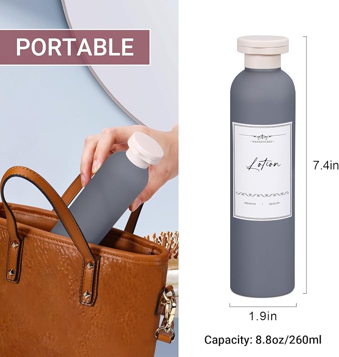 Travel Shampoo Bottle, Empty Plastic Squeeze Bottles 8.8oz with Flip Cap, Lotion Container for Toiletries Travel Size Shampoo and Conditioner - Image 2