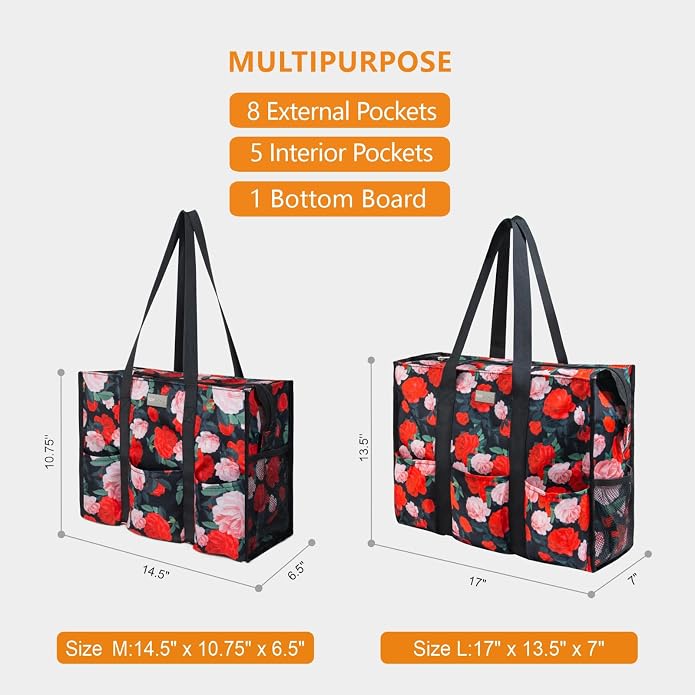 TOPDesign Utility Water Resistant Tote Bag with 13 Pockets, Top Zipper Closure & Thick Bottom Support, for Working Women - Image 2