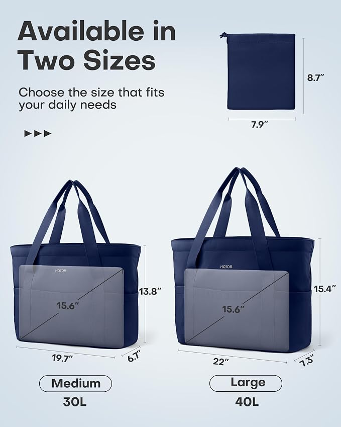 HOTOR Tote Bag for Women, Large Foldable Travel Shoulder Bag with Pouch | Work School Travel, Nurse Teacher Student, Zipper Closure Storage Pouch, Lightweight Durable - Image 3