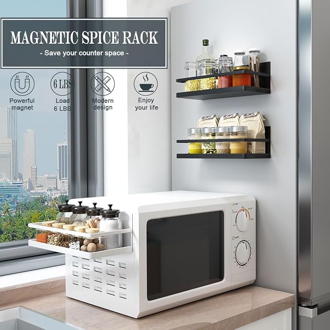 2 Pack Magnetic Spice Rack, Easy to Install on The Side of Refrigerator/Space Saving Kitchen Organization Shelf Organizer for Cabinet - Image 5