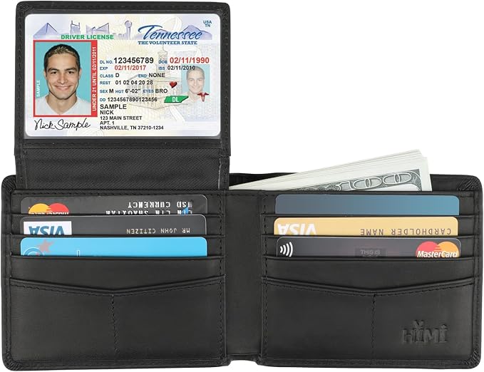HIMI Wallet for Men-Genuine Leather RFID Blocking Bifold Stylish Wallet With 2 ID Window - Image 4