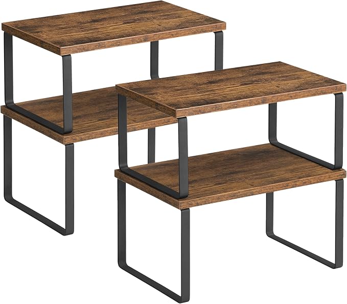 SONGMICS Cabinet Organizer Shelf, Set of 4 Spice Rack, Kitchen Storage | Kitchen Storage, Spice Rack, Steel and Particleboard, Burgundy and Black, BYSTRO Collection UKCS021X01 by Unknown