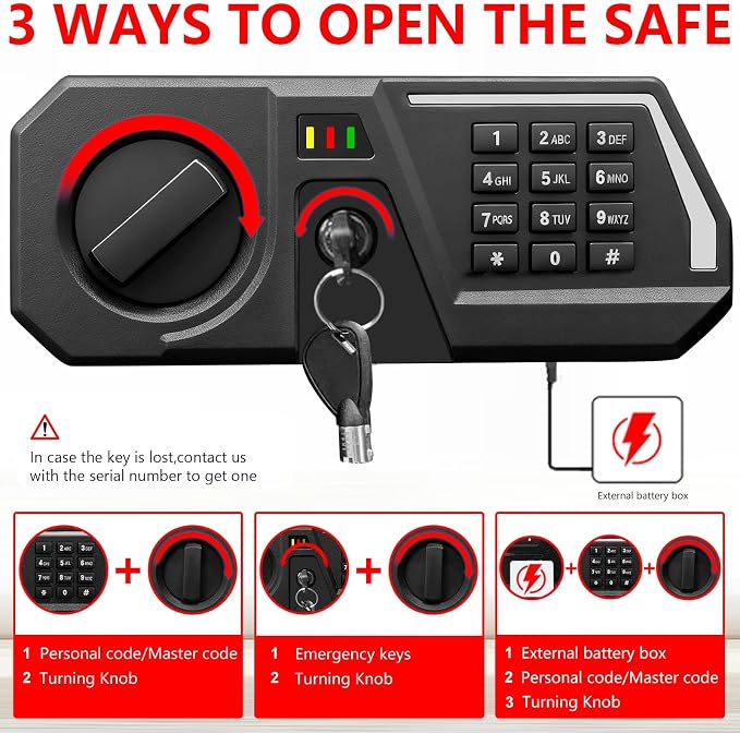 5.2 Cuft Large Safes for Home Use Water and Fireproof, Digital Security Fire Safe Box with Programmable Keypad, Key Lock & Removable Shelves, Anti-Theft Document Safe for Money, Medicine and Valuables - Image 4