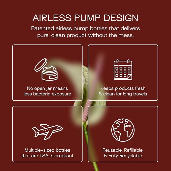 RIES Travel Bottles for Toiletries | Travel Size Containers | 3 Pack | Tsa Travel Bottles | Shampoo and Conditioner Leak Proof with Airless Pump | BPA Free Recycled Plastic & Dishwasher Safe - Image 6