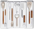Lifewit Utensil Organizer for Kitchen Drawers, Expandable Utensil Tray | Adjustable Cooking Cutlery Silverware Flatware Holder, Plastic Spatula Tools Storage Divider, 11-18 x 14", White by Lifewit