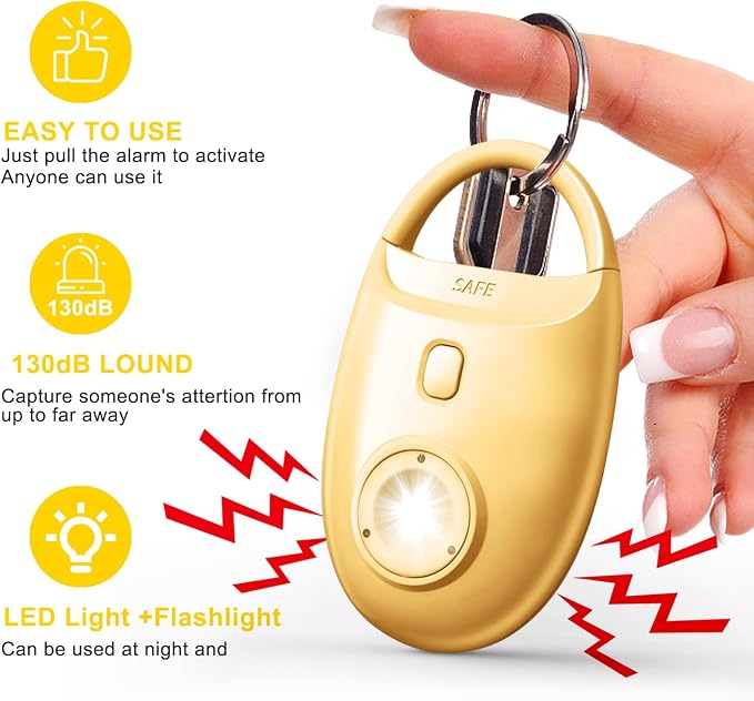 Personal Safety Alarm for Women – 130dB Loud Emergency Siren with Strobe LED Light – Self Defense Keychain by Women Students Girls - Image 4