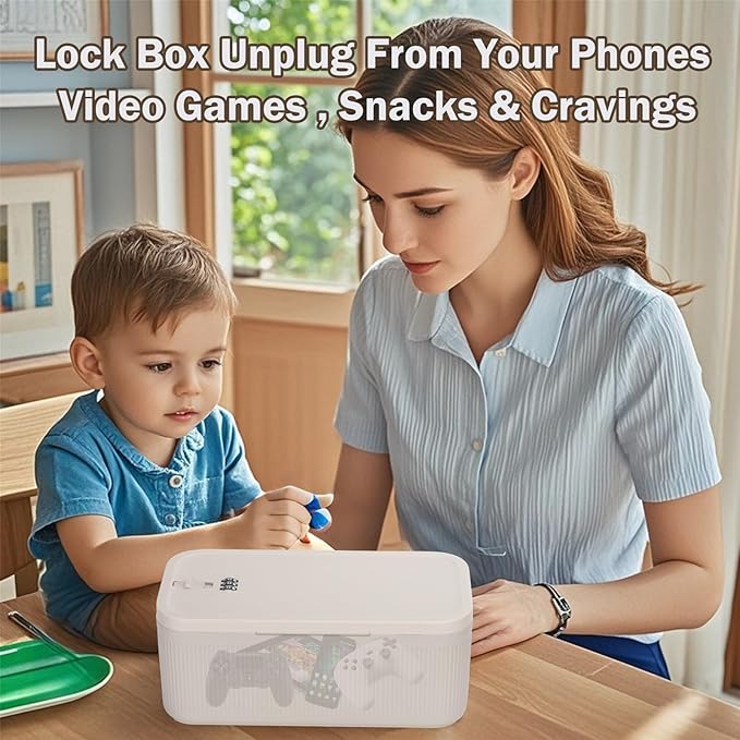 SANIDIKA Lockable Storage Box, Locking Medicine Box, Cell Phone Locked Jail, Food Medical Lockbox, Containers Bin for Personal Refrigerator Home Office Organization Travel Gift,9.25 x 5 x 3.6 (Cream) - Image 4