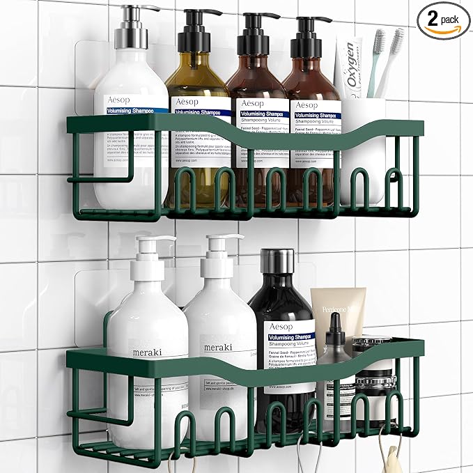 EUDELE Shower Caddy 2 Pack, Adhesive Shower Organizer for Home Decor & Kitchen Storage, No Drilling, Rustproof Stainless Steel Bathroom Shelf Organizer by EUDELE