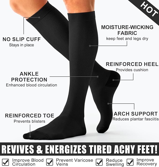 Compression Socks for Women & Men (3 pairs) - Best Support for Nurses, Running, Hiking, Recovery & Flight Socks - Image 7