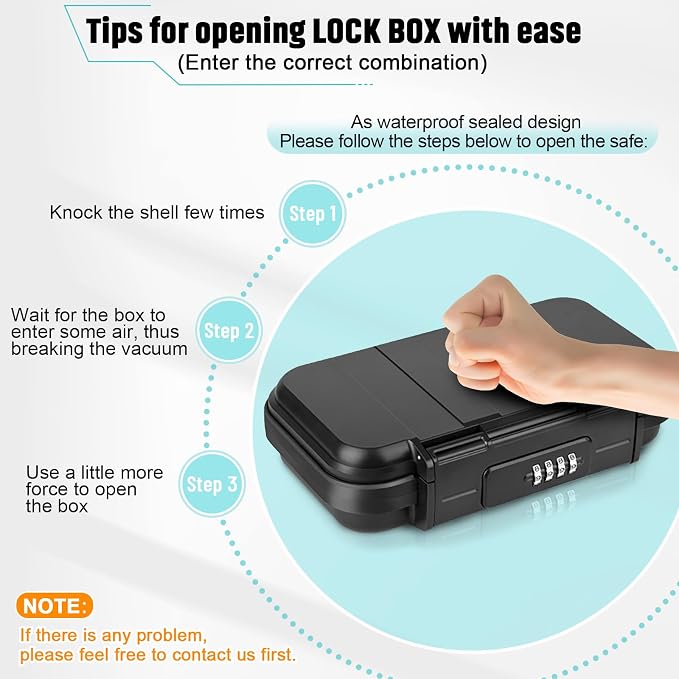 BKNOOU Portable Travel Safe with Removable Chain, Anti-Theft Beach Safe Box, Waterproof Combination Lock Box for Travel, Dorm, Beach, Hotel, Car, Home, Office - Image 9