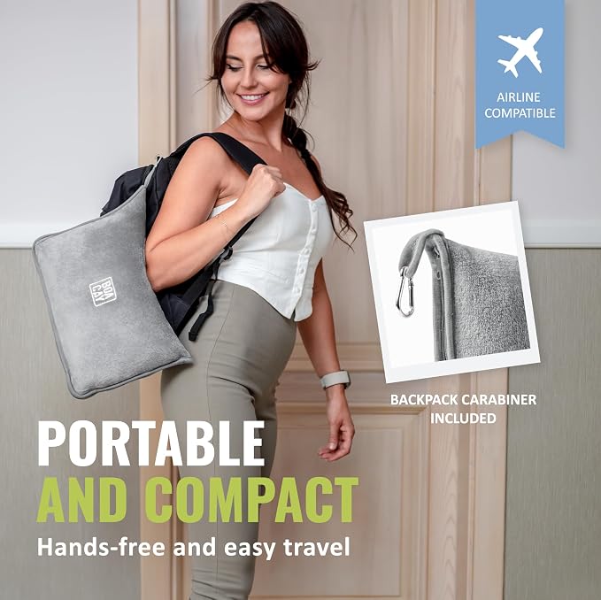 Soft & Warm Travel Blanket for Airplane & Car - Long Flight Essential for Women, Men, Kids - Compact Pillow with Luggage Sleeve & Backpack Clip - Image 3