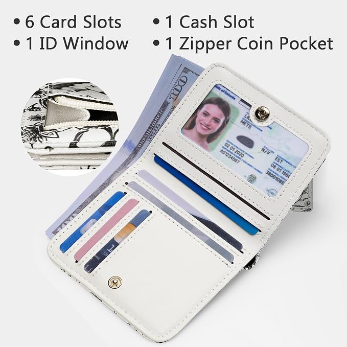 Gostwo Small Wallet for Women, Slim Bifold Credit Card Holder, Compact RFID Blocking Cash Wallet, Billfolds Thin Leather Zipper Pocket, Mini Wallet Gift for Ladies Teen Girls Travel with ID Window - Image 3