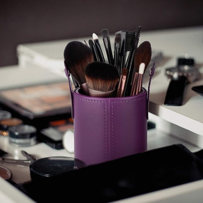 Narwey Makeup Brush Holder Travel Brushes Case Bag Cup Storage Dustproof for Women (Purple) - Image 5