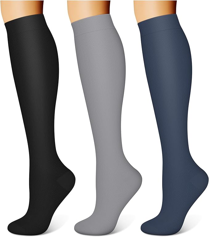 WITHYOU 3 Pairs Compression Socks for Women & Men 15-20 mmHg,Best Support for Nurses Running Hiking by WITHYOU