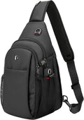 Anti Theft Sling Bag for Men, Expandable Crossbody Chest Bag with Water Bottle Pocket, Travel Sling Backpack Fits 11” iPad & Switch 2 for Commuting, Hiking, Daily Carry, Black | Mens Crossbody Bag by baaob