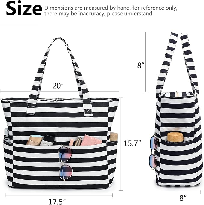 LEDAOU Beach Bag Waterproof Sandproof Women Beach Tote Pool Bag with Zipper for Swim Gym Grocery Travel with Wet Pocket | Sandproof - Image 9