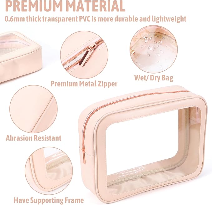 YOPCDJ 5PCS Diaper Bag Organizer Pouch Set, TSA Approved Toiletry Bag，Clear Waterproof TPU Makeup Bag Set Travel Organizer Bags for Women and Kids - Image 3