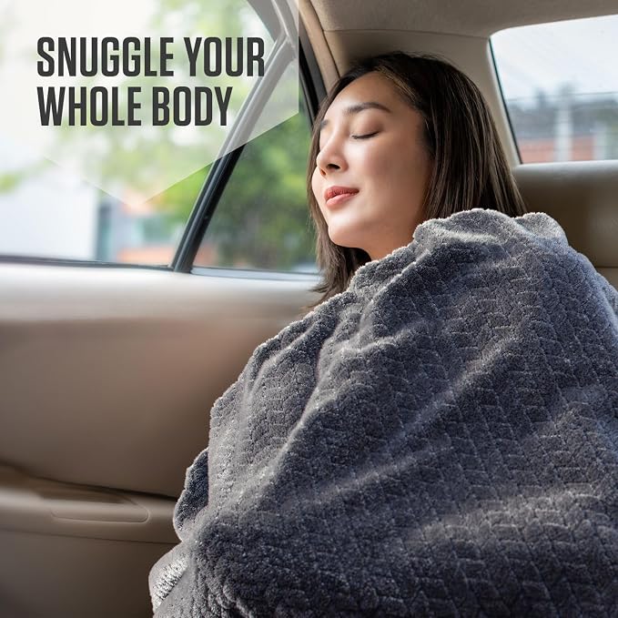 VENTURE 4TH Travel Blanket Pillow, 2-in-1 Soft Plush - Gray | 68"x42" ultra-soft micro plush Blanket. Folds into portable Pillow Case with Travel Sleeve & Clip. Lint-free, no shedding. - Image 8