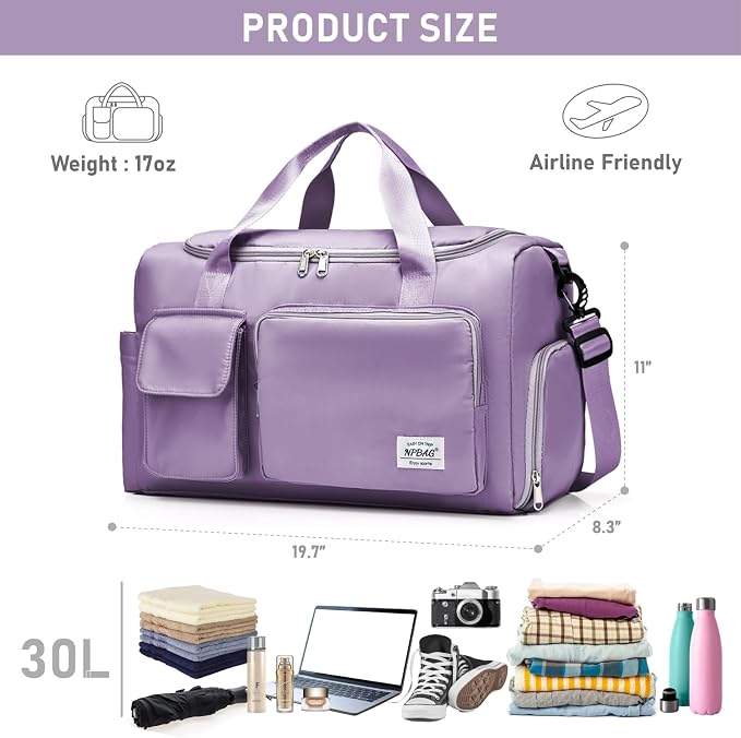 NPBAG Women Travel Duffel, Multi Functional Large Expandable Weekender Carry-on Tote, Gym Workout Overnight Bag, Mommy Hospital Bag for Labor and Delivery - Image 3