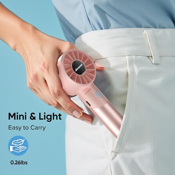 AMACOOL Portable Handheld Turbo Fan, Rechargeable Battery Personal Fan | Gifts for Mom Her Women Girl, Cool Metal Body, Mini Pocket Fans for Camping Outdoor Makeup Travel Essentials - Image 5