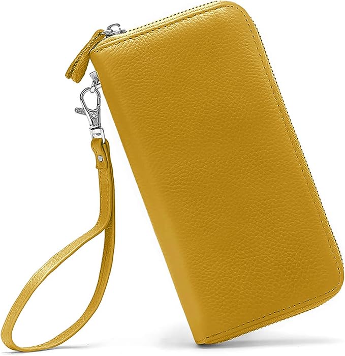 Moflycom Womens Wallet RFID Blocking Genuine Leather Zip Around Wallet Clutch Wristlet Travel Long Purse for Women by Moflycom
