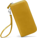 Moflycom Womens Wallet RFID Blocking Genuine Leather Zip Around Wallet Clutch Wristlet Travel Long Purse for Women by Moflycom