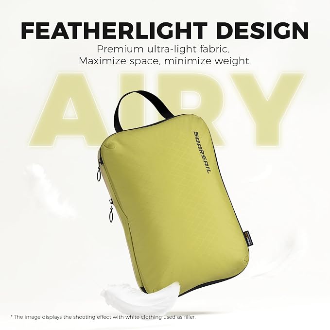4 Pack Ultralight Compression Packing Cubes for Travel, Yellow | 100D Composite Nylon, Translucent Design, Water Repellent and Tear-resistant, Odor and Dust Protection, Compression Reliable - Image 2