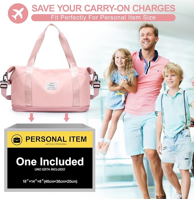 Travel Duffel Bag, Sports Tote Gym Bag, Shoulder Weekender Overnight Bag for Women - Image 3