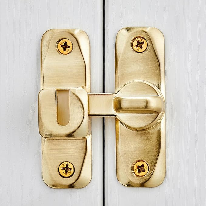Gold 90/180 Degree Sliding Door Latches,Right Angle Door Lock | Zinc Alloy Flip Latch,Barn Door Latch,Cabinet Lock,for bedroom,cabinet,drawer,Gardens,Wine Cabinet,garage,window,Pet Cage - Image 4