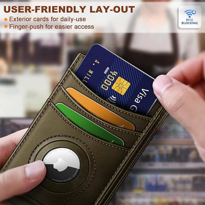BULLIANT Magnetic Slim Leather Airtag Wallet Money Clip For Men 12Cards | RFID Blocking | Easy Access | Gift Boxed | Pocket Fit - Image 5