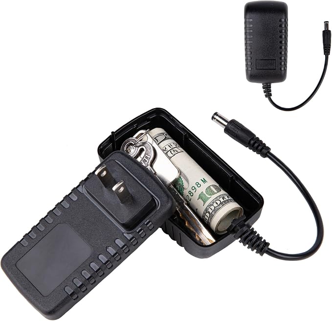 Plug Storage Realistic Looking Charger with Storage Hiding Places for Valuables Charger Diversion Safe, Black by BARGIFTS