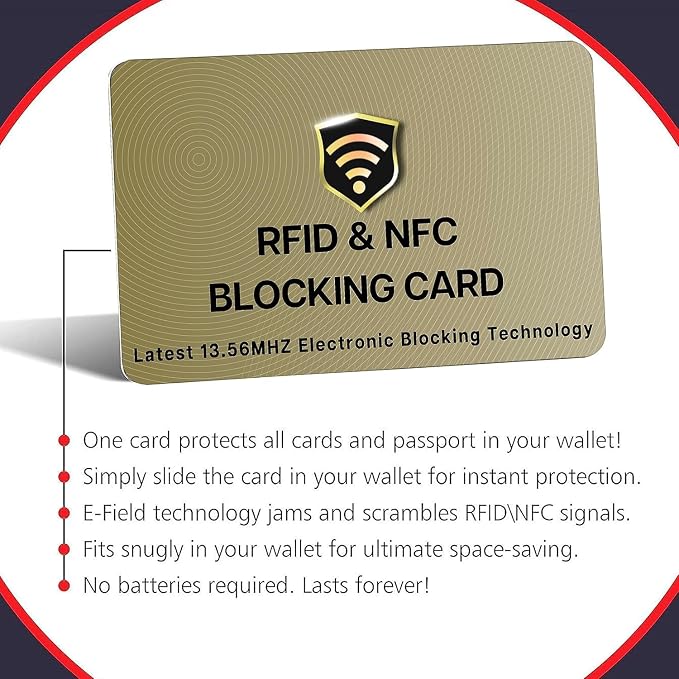 SaiTech IT 50 Pack RFID Blocking Card for Credit Debit ID Card, Golden | Slim Anti-Theft Contactless NFC RFID Blocker Protector, Easily Fit into Wallet and Purse, for Men & Women - Image 6