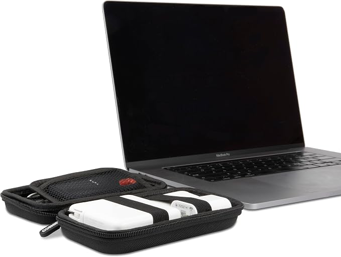Ginsco Hard Shell Protection Case Electronic Accessories Organizer Pouch for MacBook Air/pro Adapter Chargers Cables Power Bank, for Sandisk Portable SSD Flash Disk SD Card (Black) - Image 9