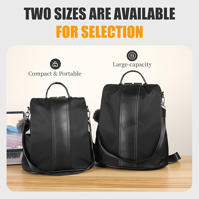 PINCNEL Women Backpack Purse Waterproof Nylon Anti-theft Rucksack Lightweight Shoulder Bag - Image 7