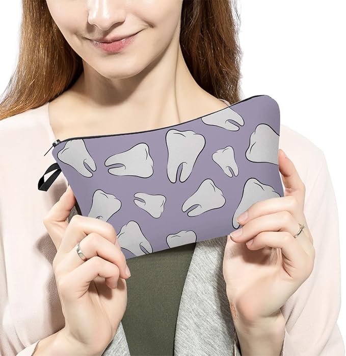 Livel lhood Tooth Dental Cute Small Makeup Bag | Printed Padded Cosmetic Organizer Zipper Pouch, Tooth Dental Gift for Women Friends - Image 3