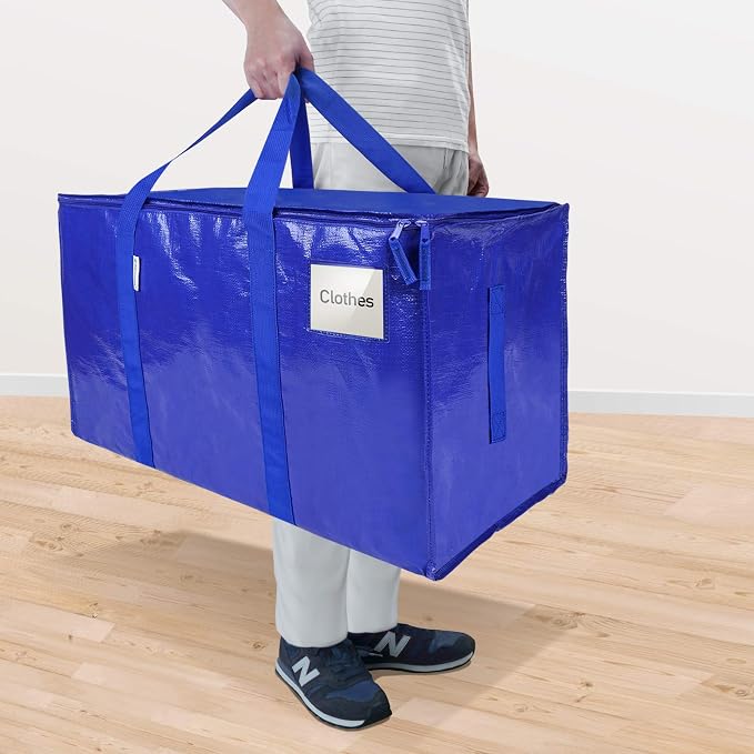 TICONN 8 Pack Extra Large Moving Bags Heavy Duty with Zippers & Carrying Handles, Durable Storage Bags Moving Boxes for Closet Organizers and Storage (8 Pack, Blue) - Image 7