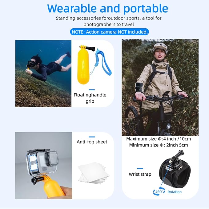 50-in-1 Action Camera Accessory Kit Compatible with GoPro Hero 12 11 10 9 8 Max 7 6 5 Black GoPro 2018 Session Fusion Silver White Insta360 DJI Action 2 AKASO APEMAN Campark SJCAM etc - Image 4