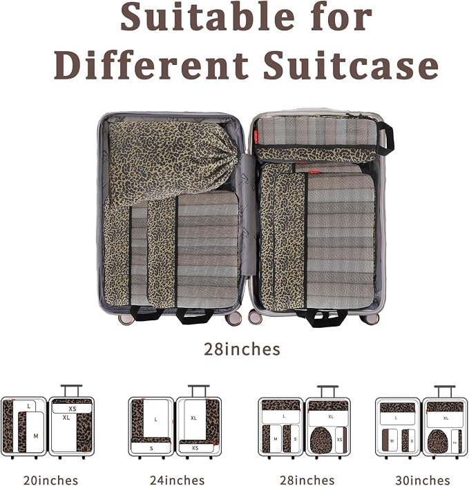U+U 6 Set Compression Packing Cubes - Ultralight Travel Organizers | Space-Saving & Drawstring Bag Included - Image 7