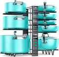 MUDEELA 8-Tier Lightweight pot and pan organizer for under cabinet, 16.6" H | 3 DIY Methods, Holds up to 12-inch cookware neatly, Adjustable Pot Pan Rack, Pot Lid holder for Kitchen, Easy Assembly by MUDEELA