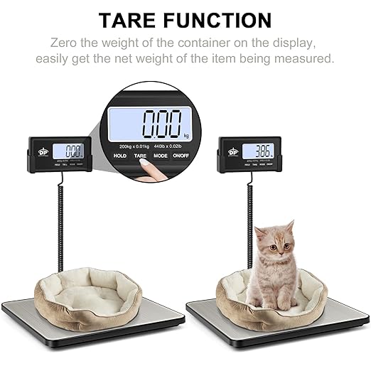 QP Shipping Scale for Packages, 440lb/0.35oz High Accuracy Digital Postal Scale, Postage Scale, Hold/Tare Function, Auto Off LCD Display, Lightweight Scale for Luggage/Pet, Battery&AC Adapter Included - Image 5