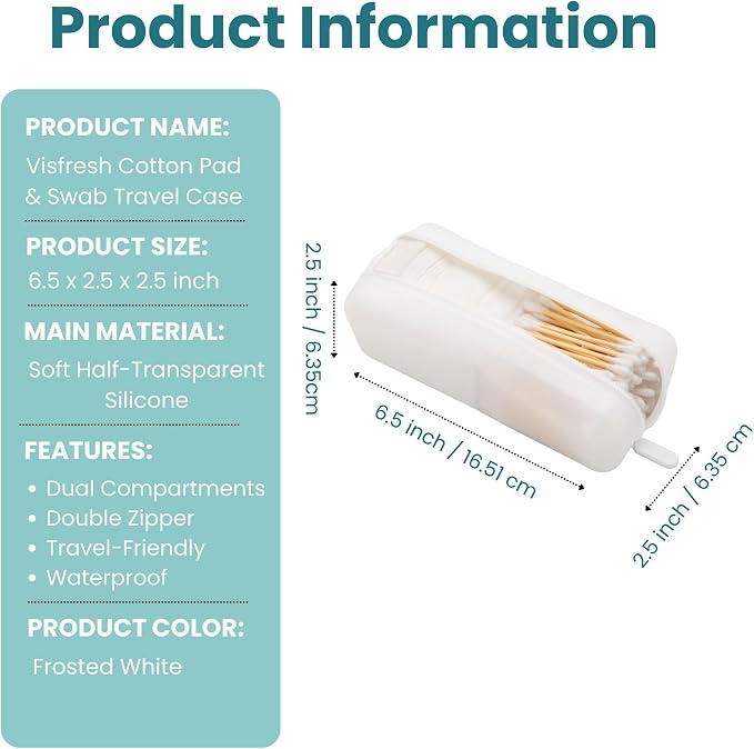 Cotton Pad Swab Travel Case, 2-in-1 Waterproof Organizer, VISFRESH (Clear) - Image 4