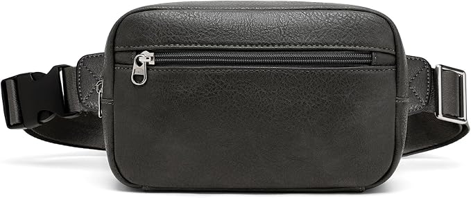 Vegan Leather Men's Women's Outdoor Sports Waist Bag Fanny Packs with Adjustable Strap for Travel, Hiking, Climbing, Jogging, Hiking - Deep Grey by Goinsound