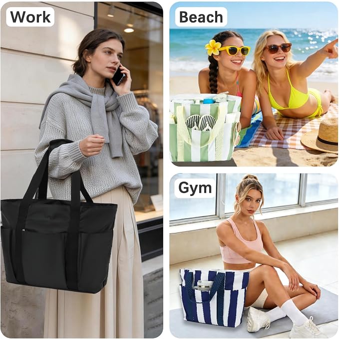 Fammart Mesh Beach Bag for Women, Large Beach Toy Pool Bag with Zipper Pocket, SandProof Cruise Essentials 2026 Family Travel - Image 7