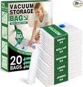 Vacuum Storage Bags,20Pack Vacuum Seal Bags for Clothing,Travel,Clothes,Comforters,Blankets,Pillows-4 Jumbo+4 Large+4 Medium+4 Small+4 Roll Up Space Saving Bag Hand Pump Inclued by FUNFERY