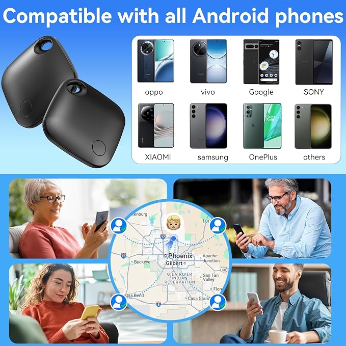 Air Tags-2 Pack Android,Luggage Tracker Tags for Android Works with Google Find Hub App Bluetooth Smart Tags Item Finder for Key Finders & Trackers, Backpack,Suitcase (Android only,NOT for iOS) - Image 3