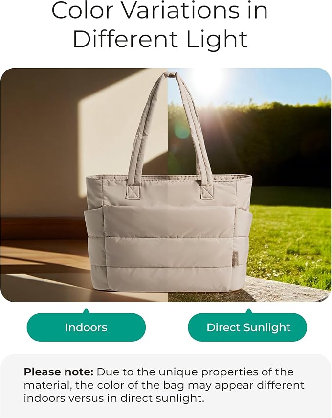 BAGSMART Tote Bag for Women, Lightweight Puffy Tote Bag with Compartments Shoulder Bag Handbag for Travel, Work, Gym | Lightweight - Image 4