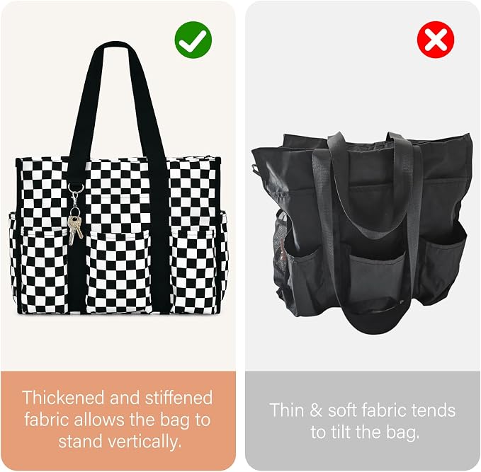 Becokan Large Tote Bag for Women Waterproof with 12 Pockets Top Zipper Closure Utility Teacher Nurse Bags for Work School - Image 7