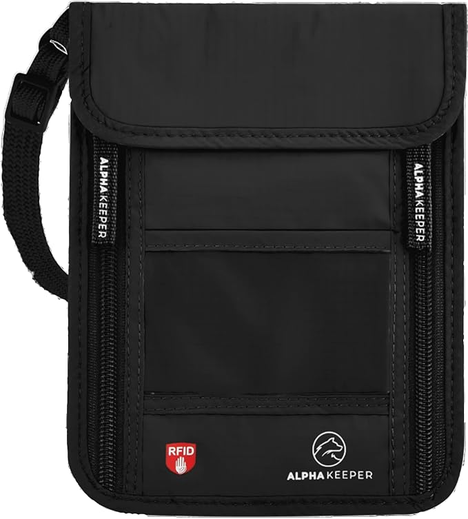 Neck Wallet, Travel Pouch For Passport Holder And Documents, Travel Neck Wallet For Traveling Women by Alpha+Keeper