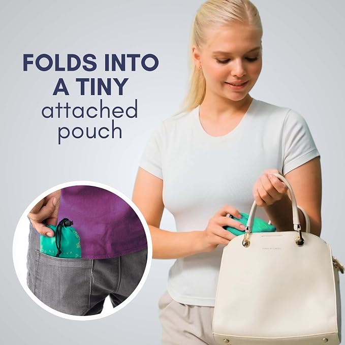 55 Pound Reusable Shopping Bag - Folds into a Small Pouch - Washable Reusable Grocery Bag, Durable & Stylish with handles for Easy Shoulder or Hand Carry - Image 6